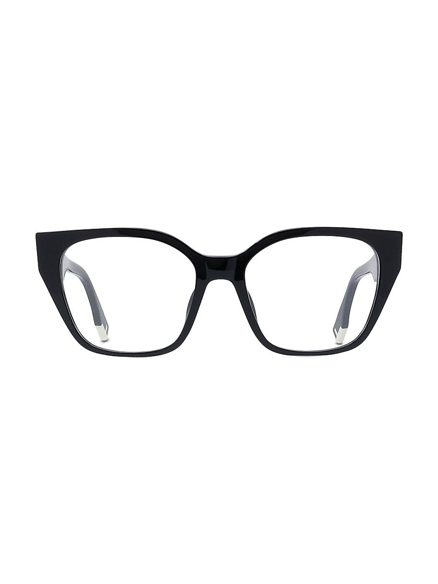Women's 52MM Rectangular Eyeglasses - Shiny Black