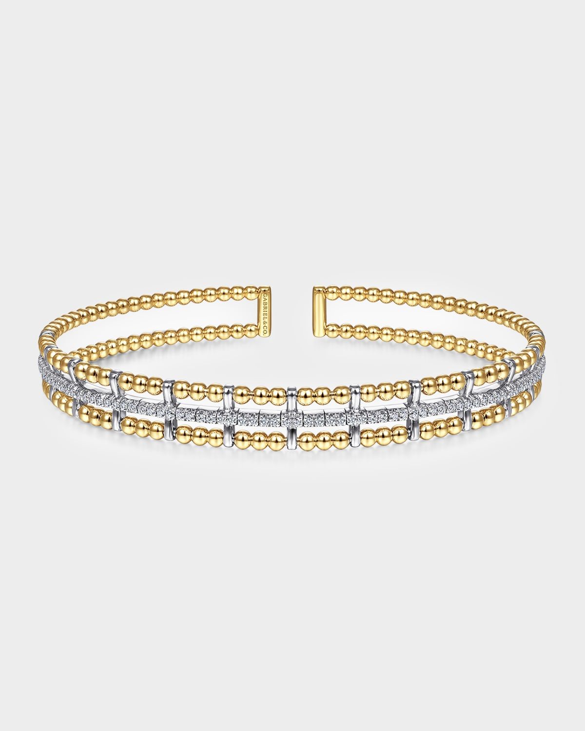 14K Yellow and White Gold Bujukan Diamond Cuff Bangle