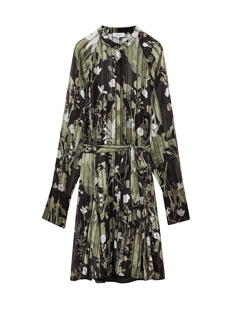 Women's Brianna Chiffon Floral Minidress - Khaki Multi - Size 2