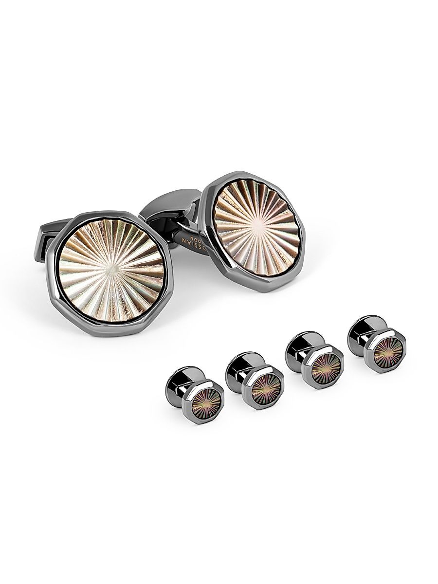 Men's Sunburst 6-Piece Stud & Cufflink Set - Black Gunmetal