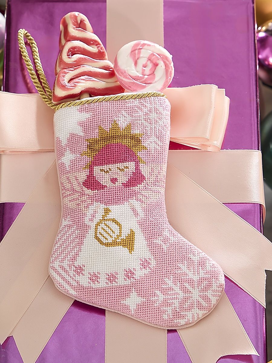 Angels on High Needlepoint Mini Stocking Ornament