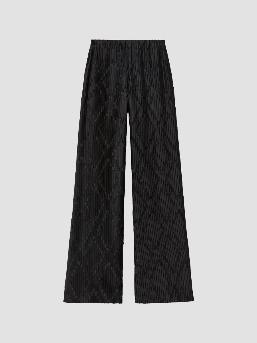 Lafayette 148 New York Women's Parkside Diamond Plisse Pants - Black - Size Large