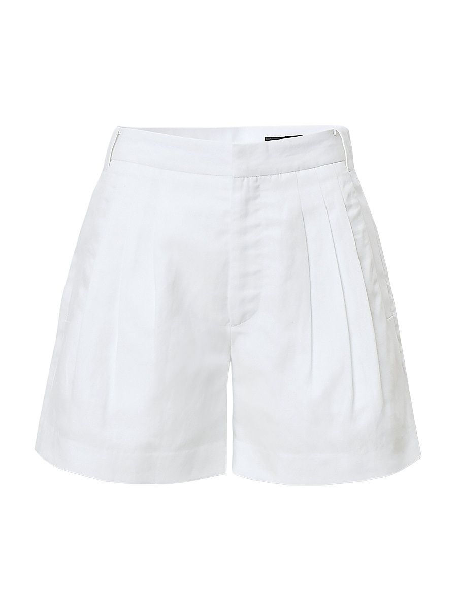 Women's Chappell Linen-Blend Pleated Shorts - White - Size 16