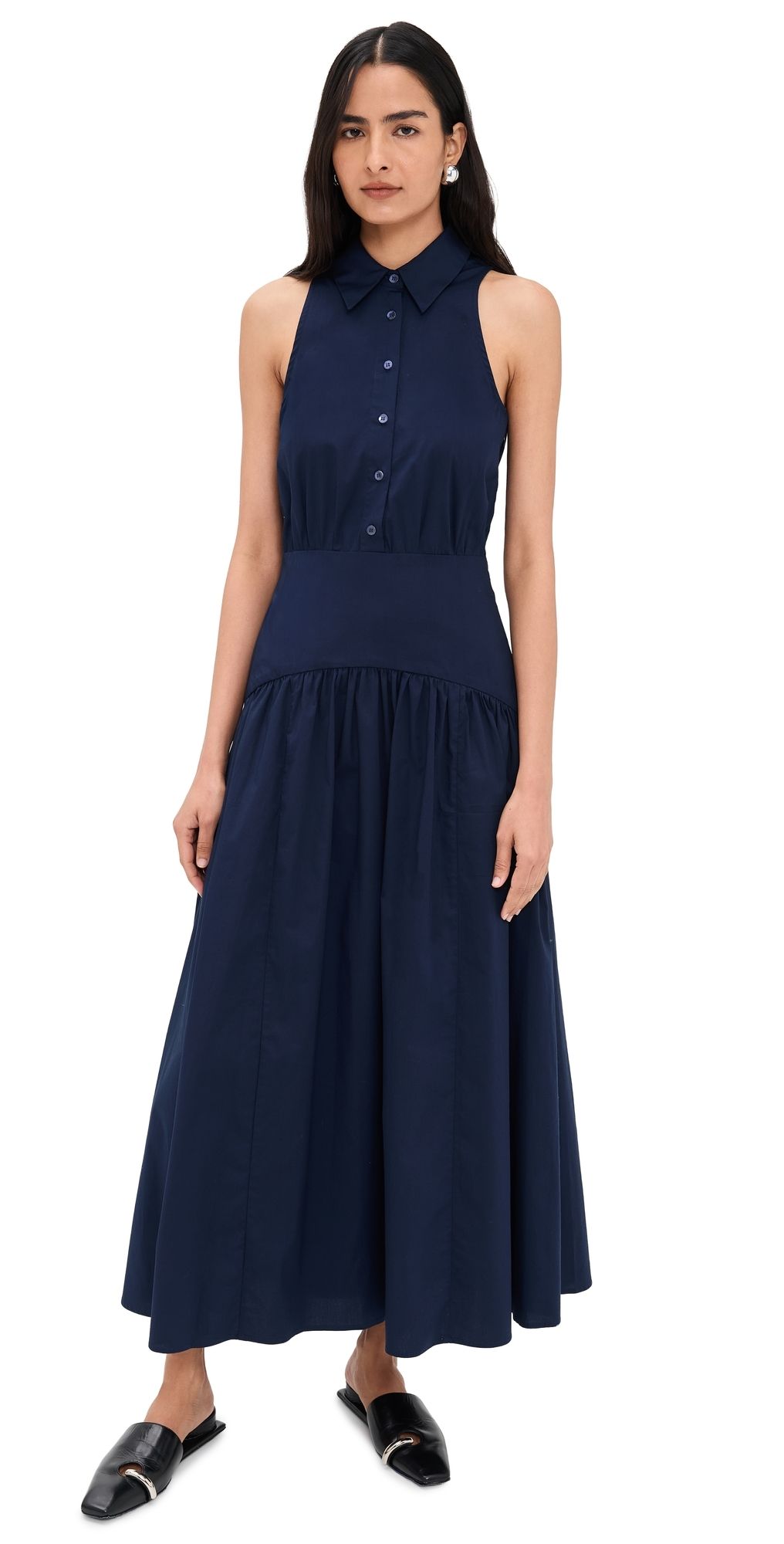 STAUD Romy Dress Navy 10