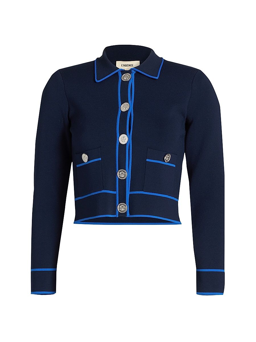 Women's Tala Two-Tone Knit Cardigan - Midnight Pop Blue - Size XL