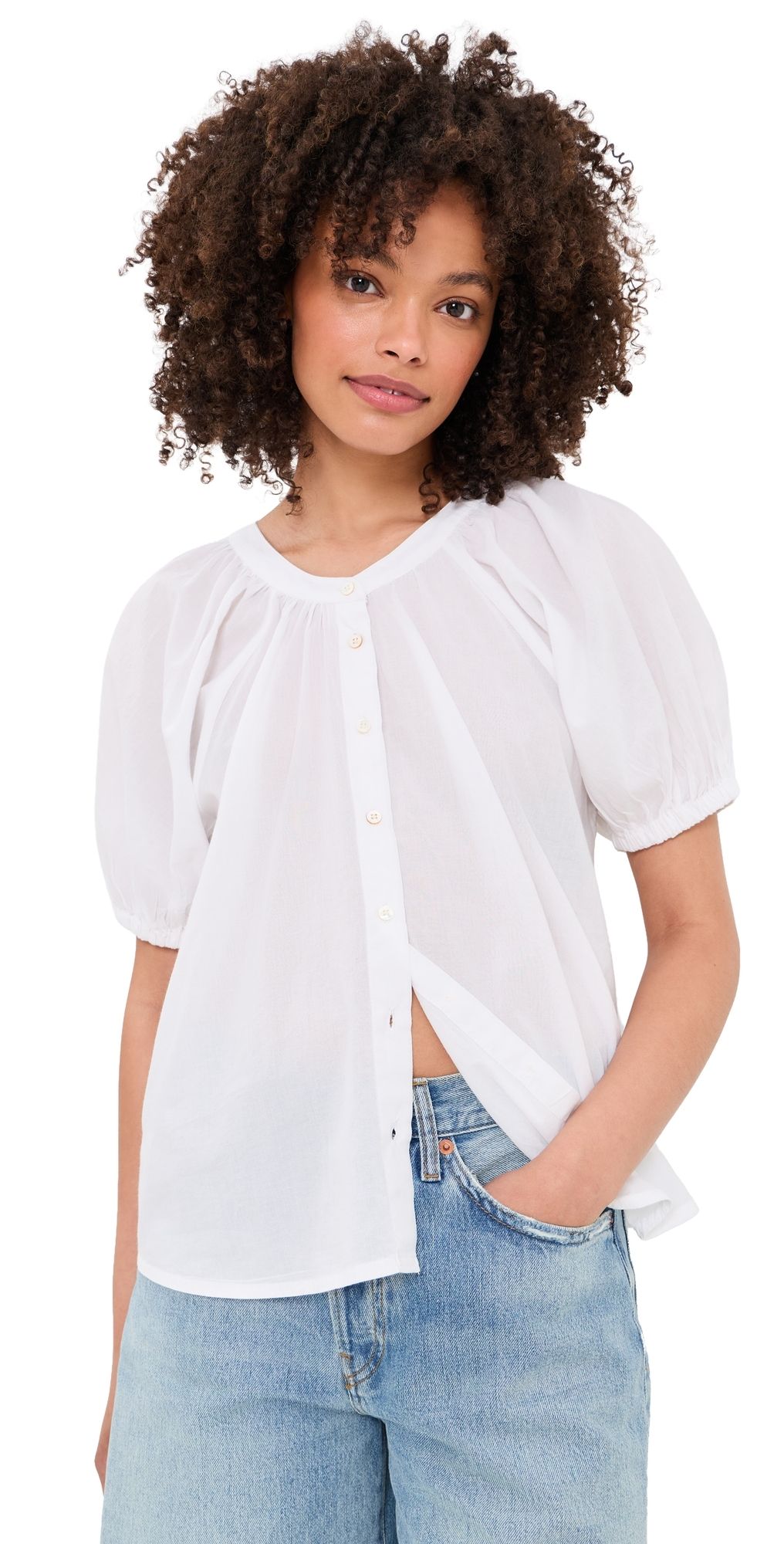 Faherty Voile Lettie Top White M