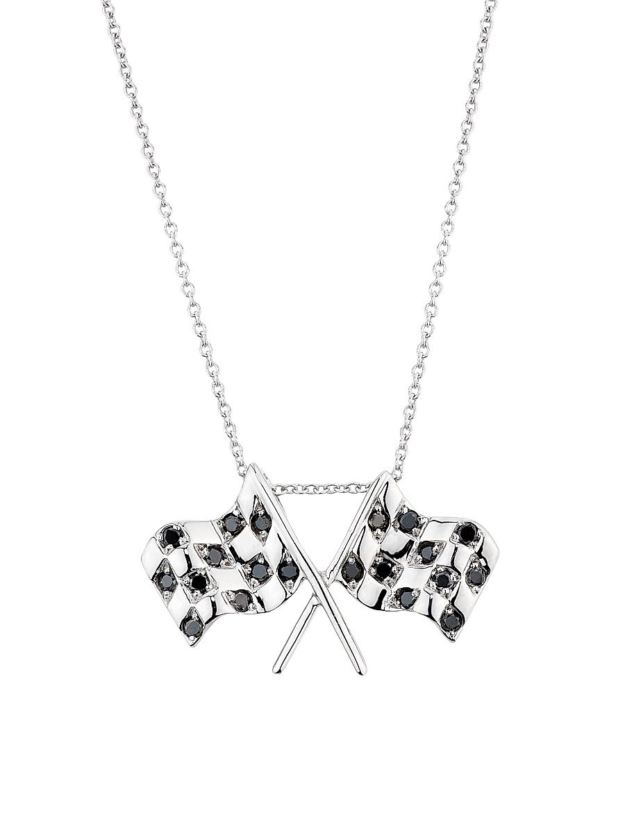 Women's Tiny Treasures 18K White Gold & 0.30 TCW Black Diamond Pendant Necklace - White Gold