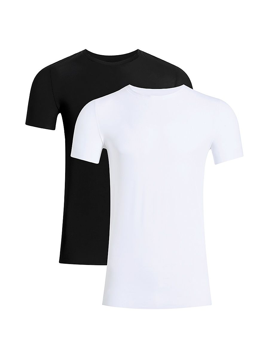 Men's Microfiber Crewneck Undershirt Set, 2-Pack - Black White - Size XXL