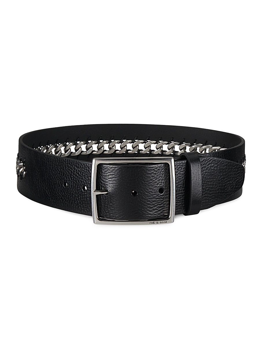 Women's Jumbo Boyfriend Chain Belt - Black - Size Medium