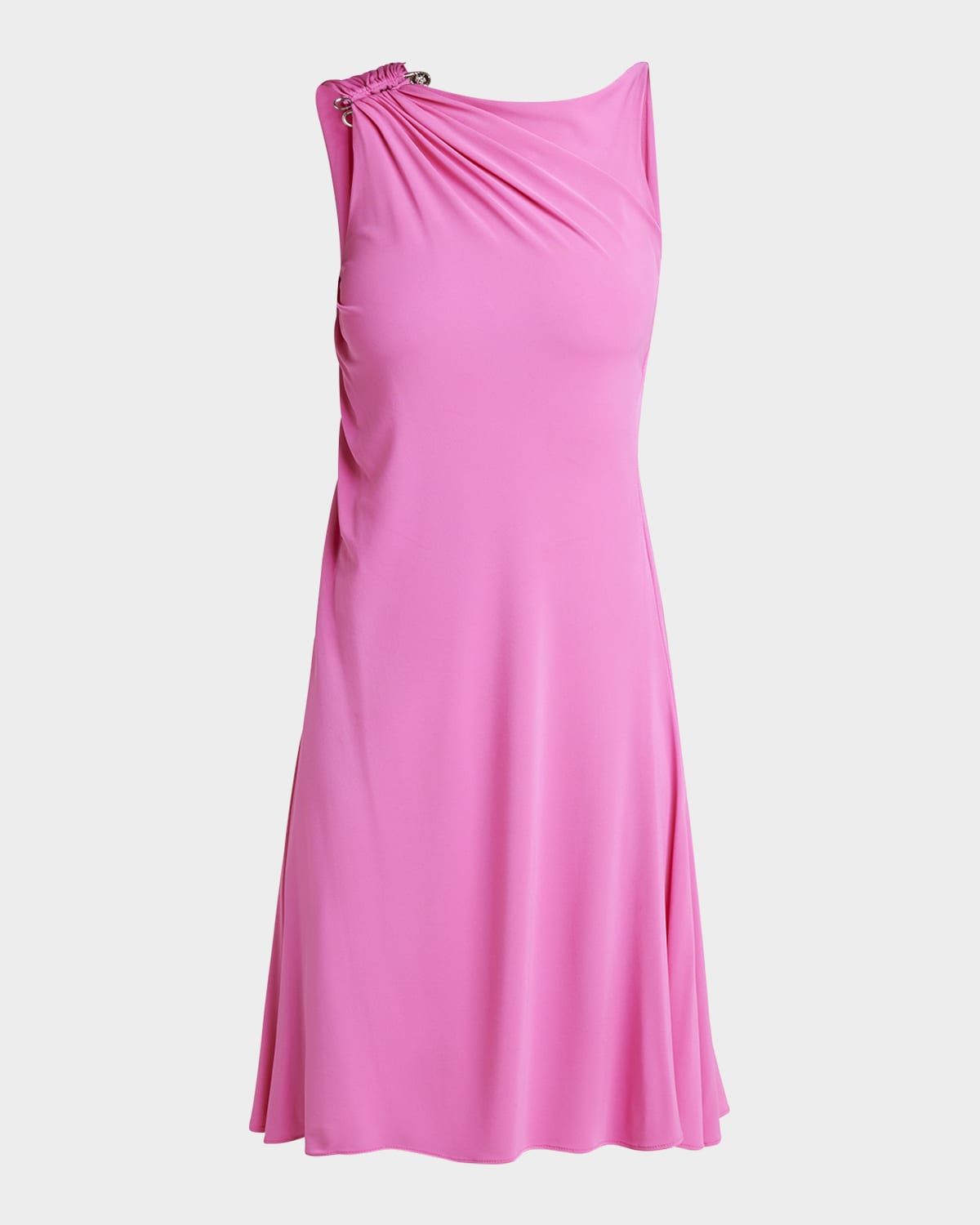 Sleeveless Draped Stretch Crepe Jersey Dress
