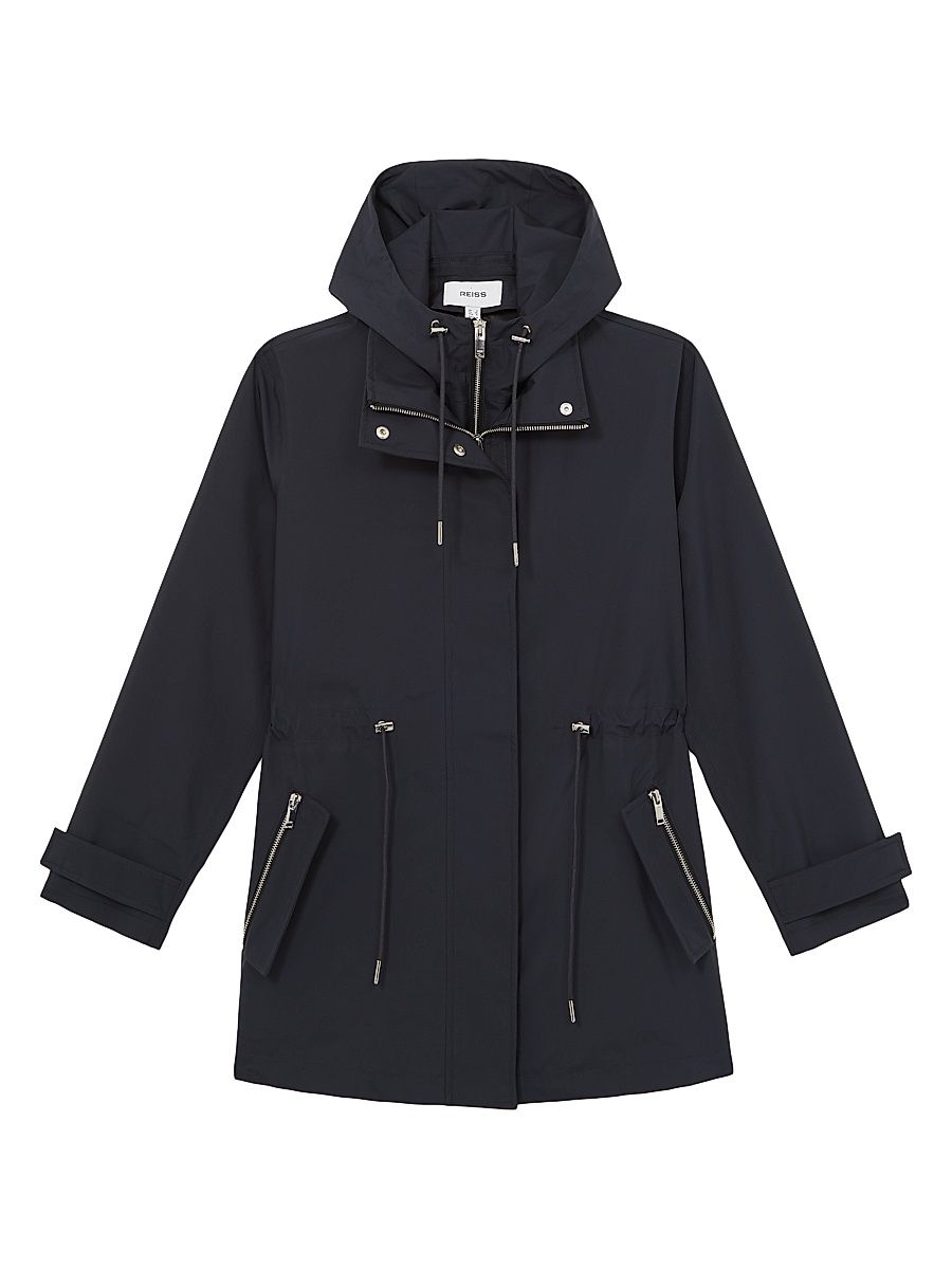 Women's Tia Hooded Raincoat - Navy - Size 14