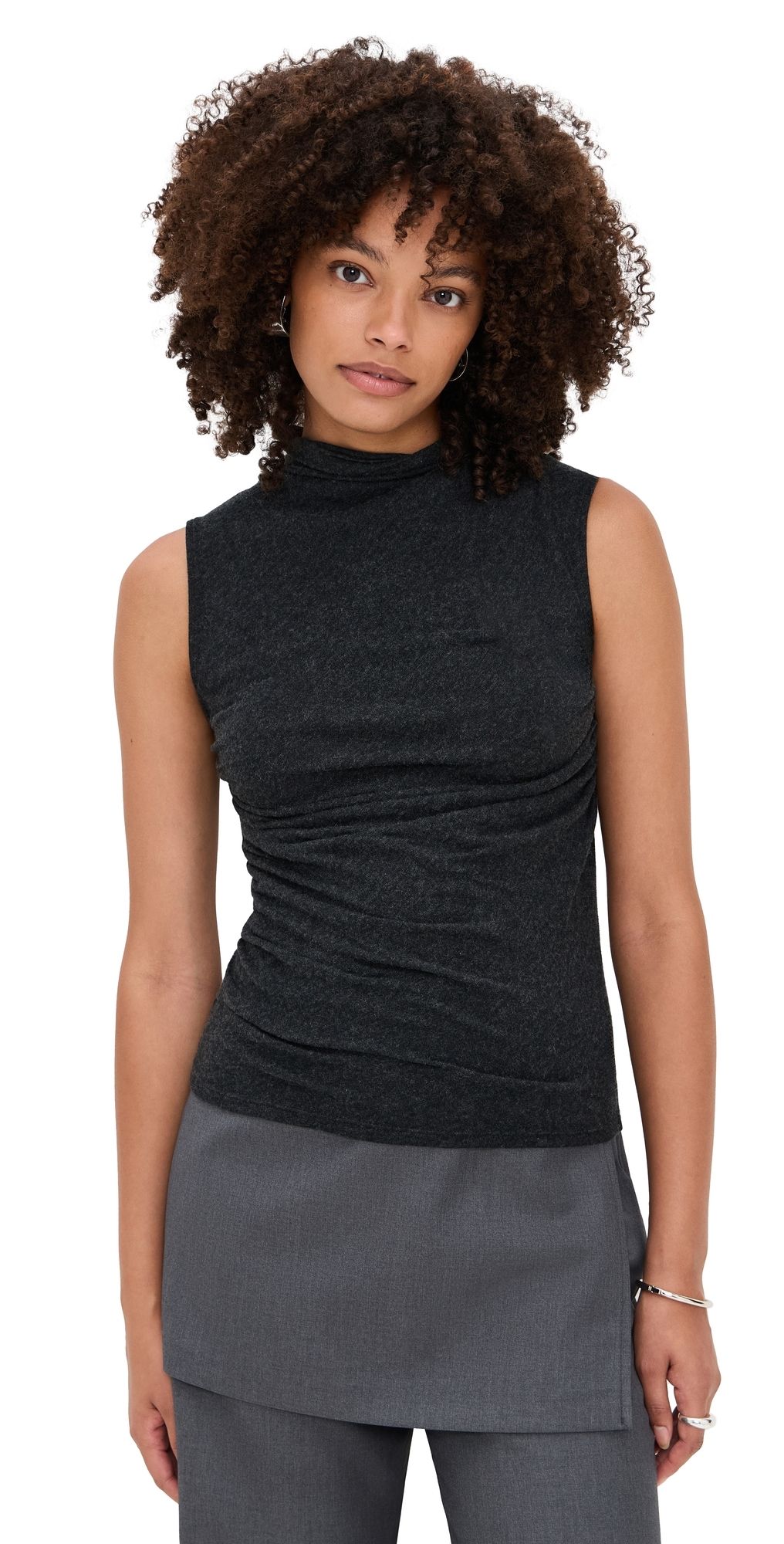 Enza Costa Cashmere Blend Sleeveless Twist Top Charcoal XS