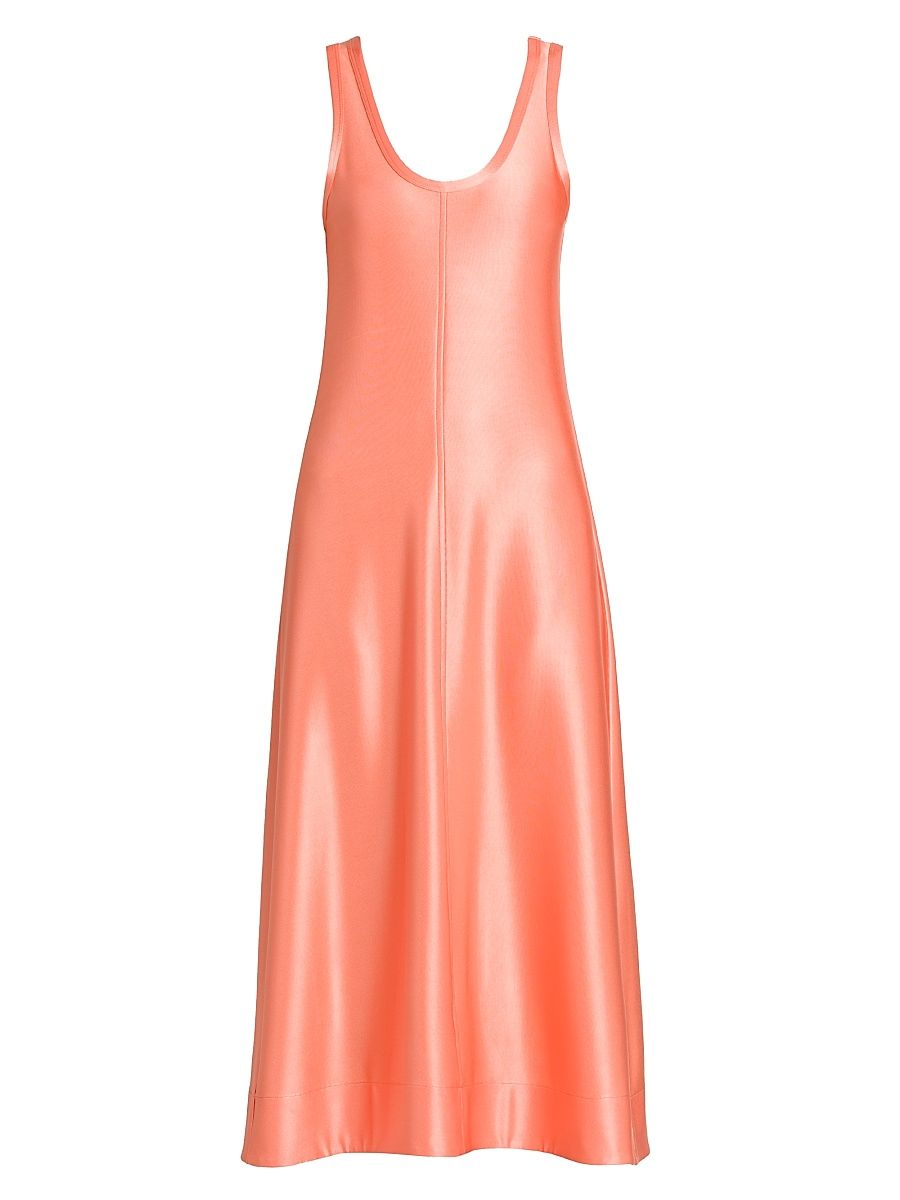 Women's Matte Satin Scoopneck Midi-Dress - Peach Pearl - Size 2