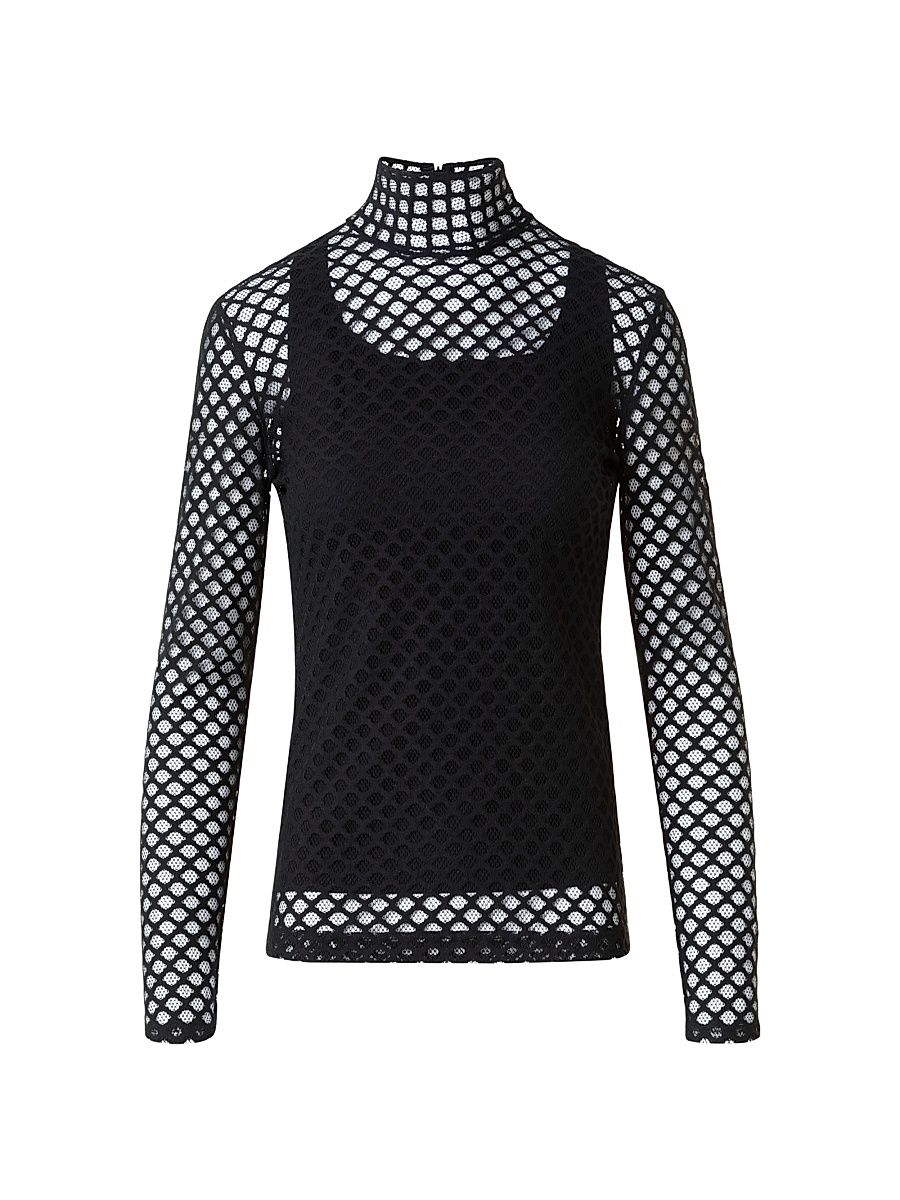 Women's Diamond Mesh Jersey Top - Black - Size 4