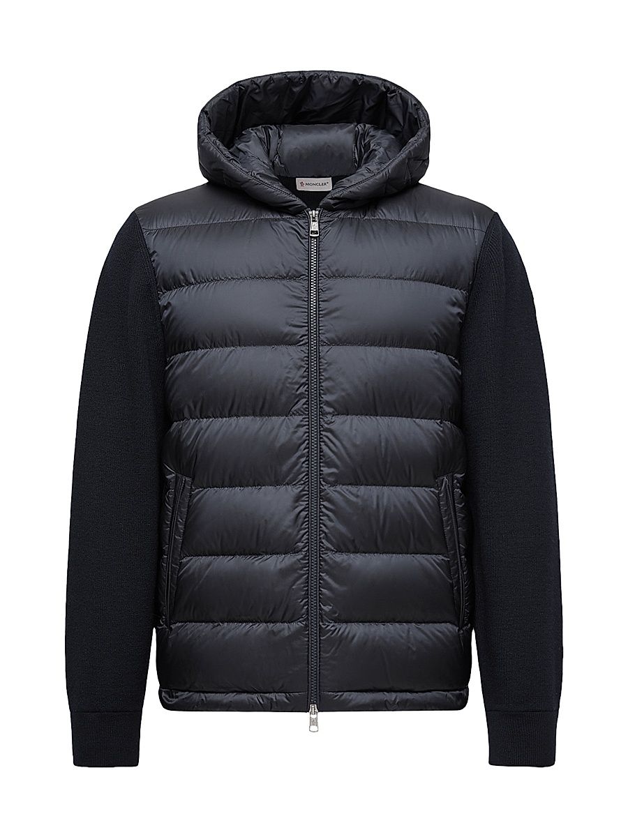 Men's Down-Filled Hoodie in Wool - Blue - Size XXXL