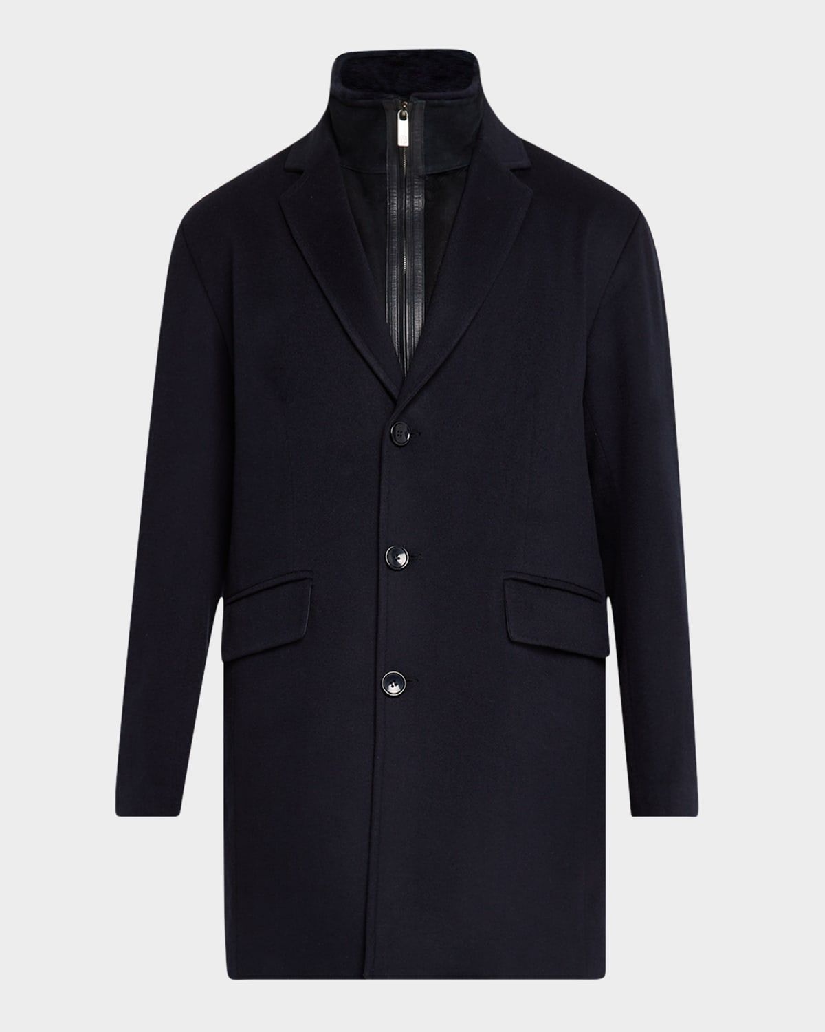Men & apos;s Loro Wool Short Coat with Merino Shearling Lamb Trim