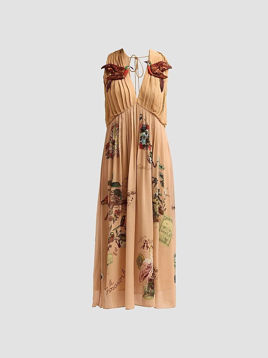 Farm Rio Women's Bird Poetry Hummingbird Midi Dress - Pink - Size XL