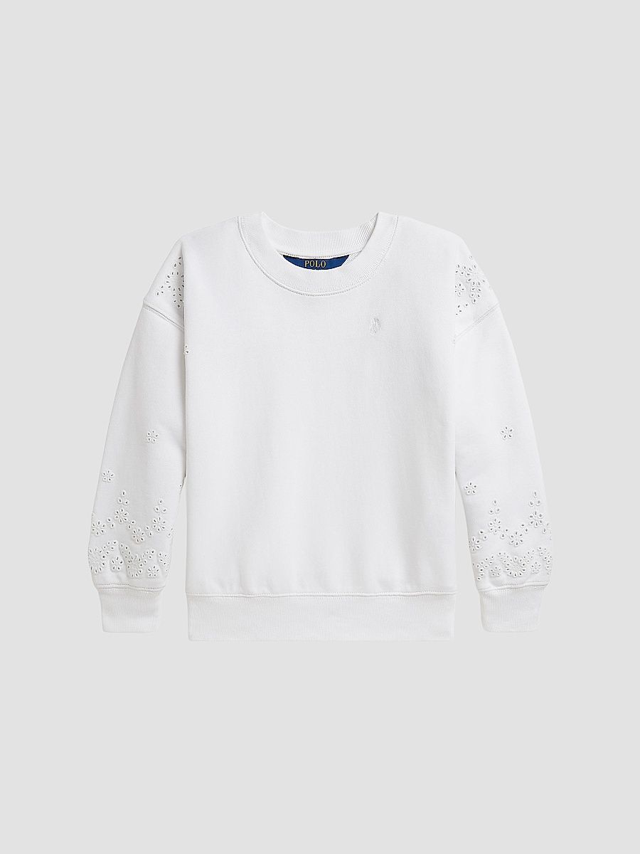 Polo Ralph Lauren Girl's Little Girl's & Girl's Eyelet Loopback Terry Sweatshirt - White - Size 6