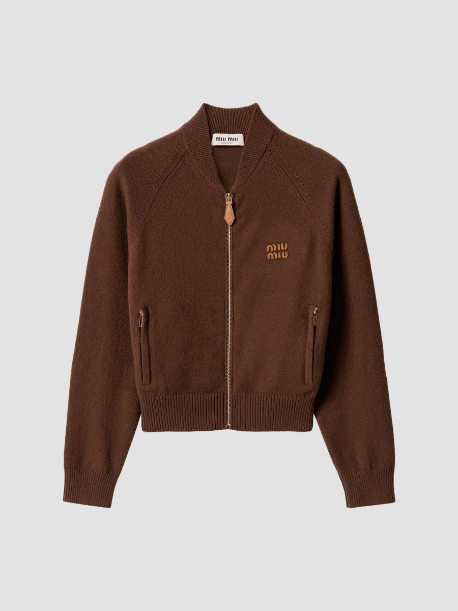 Miu Miu Women's Cashmere Zipper Cardigan - Brown - Size 6