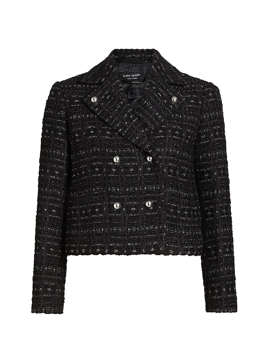 Women's Mainline Galaxy Tweed Moto Jacket - Black - Size 2