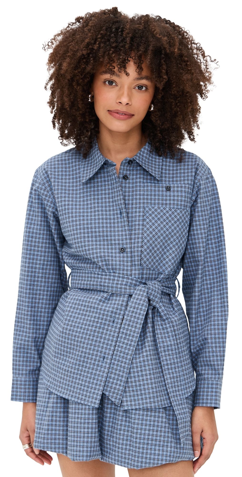 BAUM UND PFERDGARTEN Matina Blouse Blue Flannel Check 36
