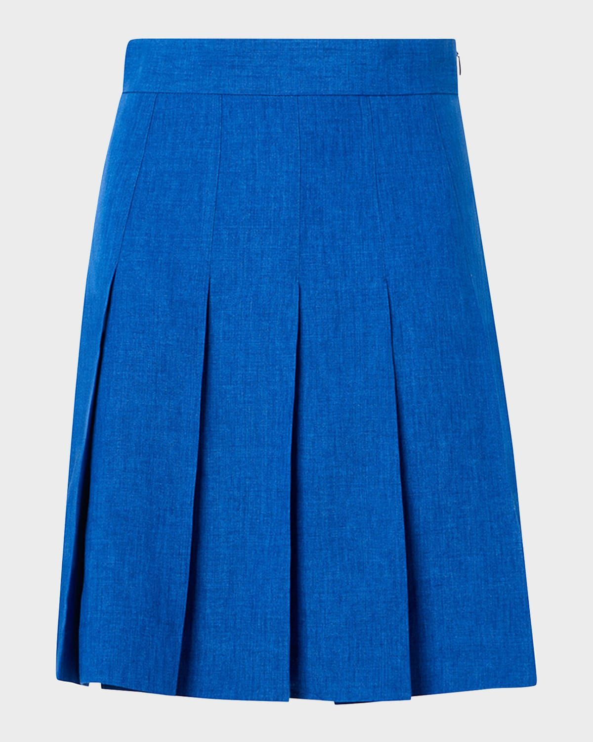 Pleated Linen Mini Skirt