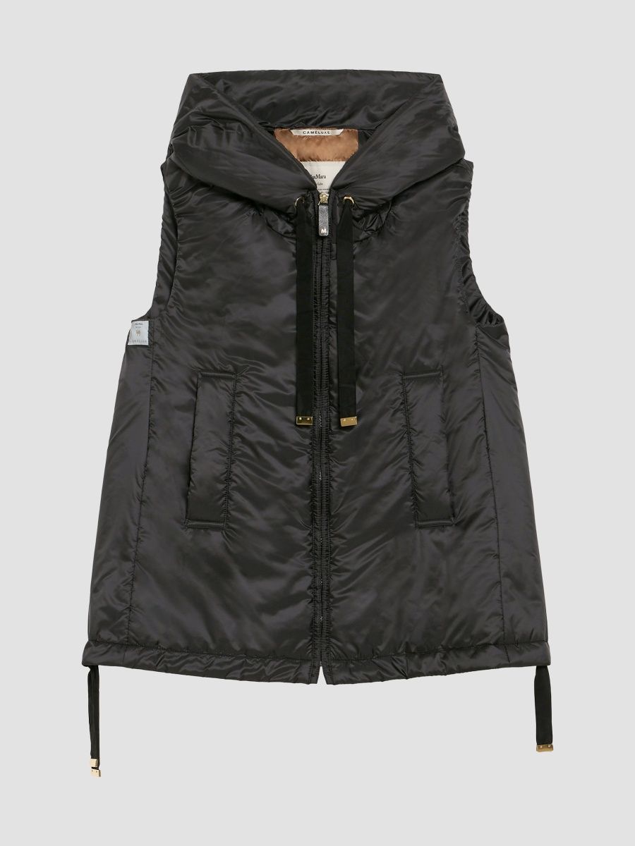 Max Mara Women's Padded Hooded Gilet in Water Repellent Canvas - Black - Size 8