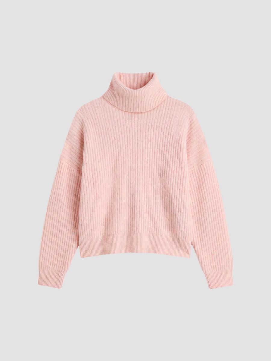 Good American Women's Holiday The Oversized Turtleneck Sweater - Blush - Size XS