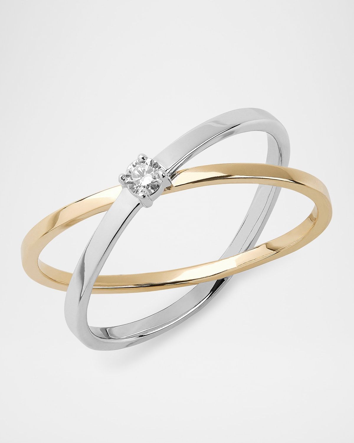 Solo 14K Two-Tone Crisscross Open Diamond Ring