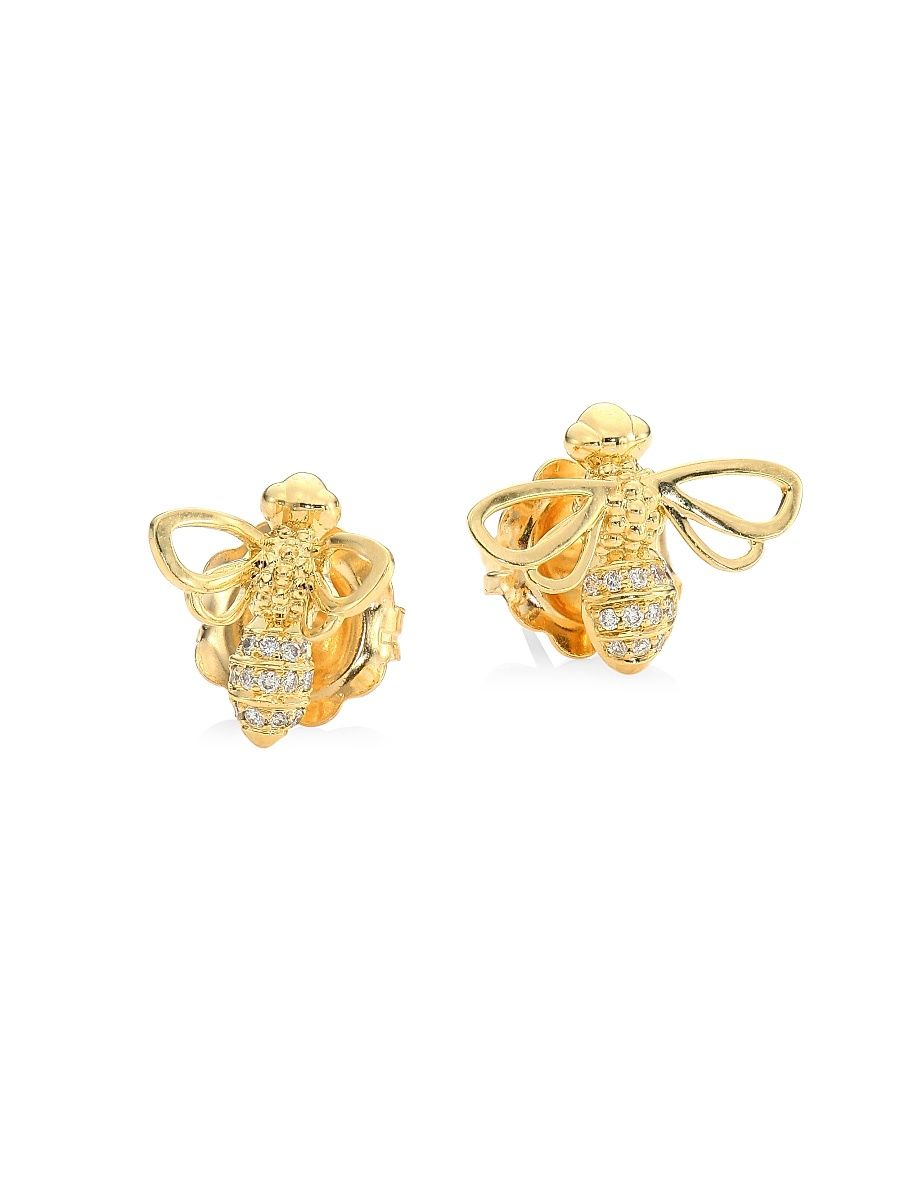 Women's Florence86 Garden Of Earthly Delights Diamond & 18K Yellow Gold Bee Bellina Earrings - Yellow Gold