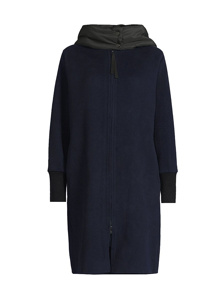 Women's Selena Wool Hooded Coat - Navy - Size XL