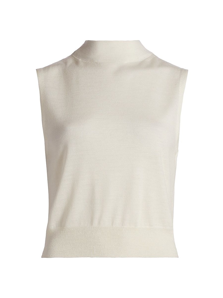Women's Mock Turtleneck Sleeveless Sweater - Off White - Size XL