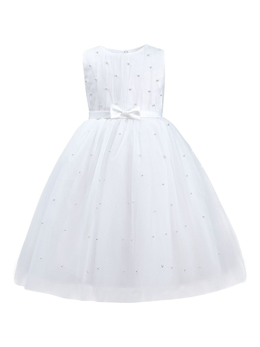 Baby Girl's, Little Girl's & Girl's Pearl Bow Tulle Dress - White - Size 24 Months
