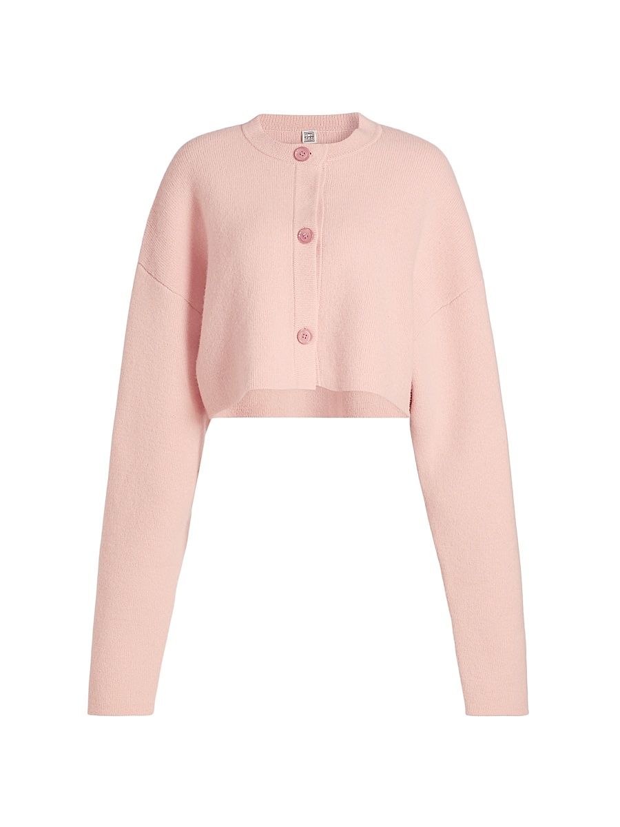 Women's Cropped Wool Oversized Cardigan - Milk - Size XL