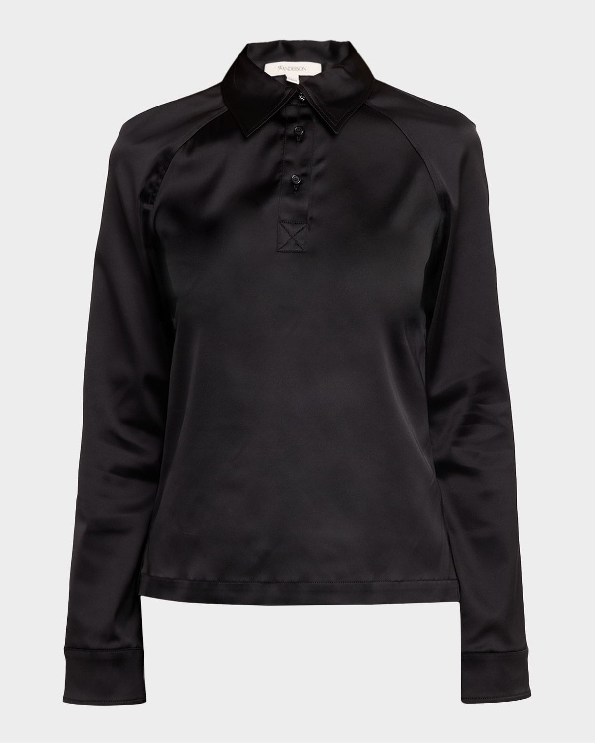 Satin Long-Sleeve Polo Shirt