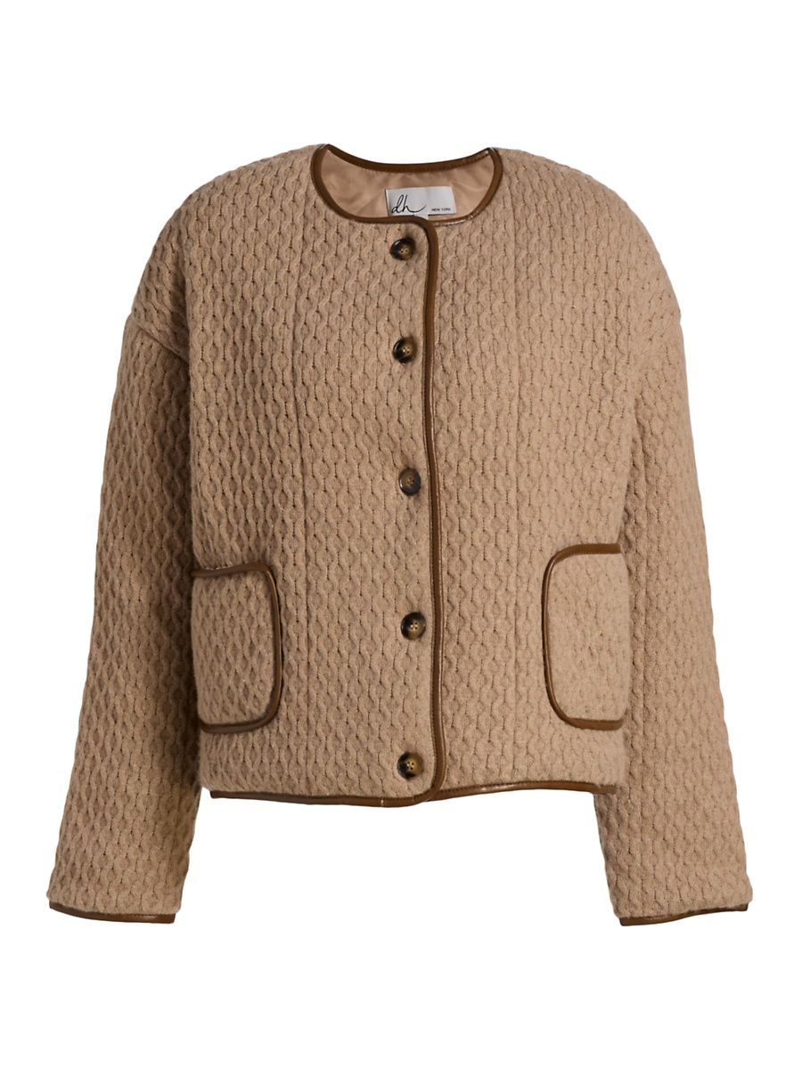 Women's Loup Knit Sweater Jacket - Oatmeal Combo - Size Large