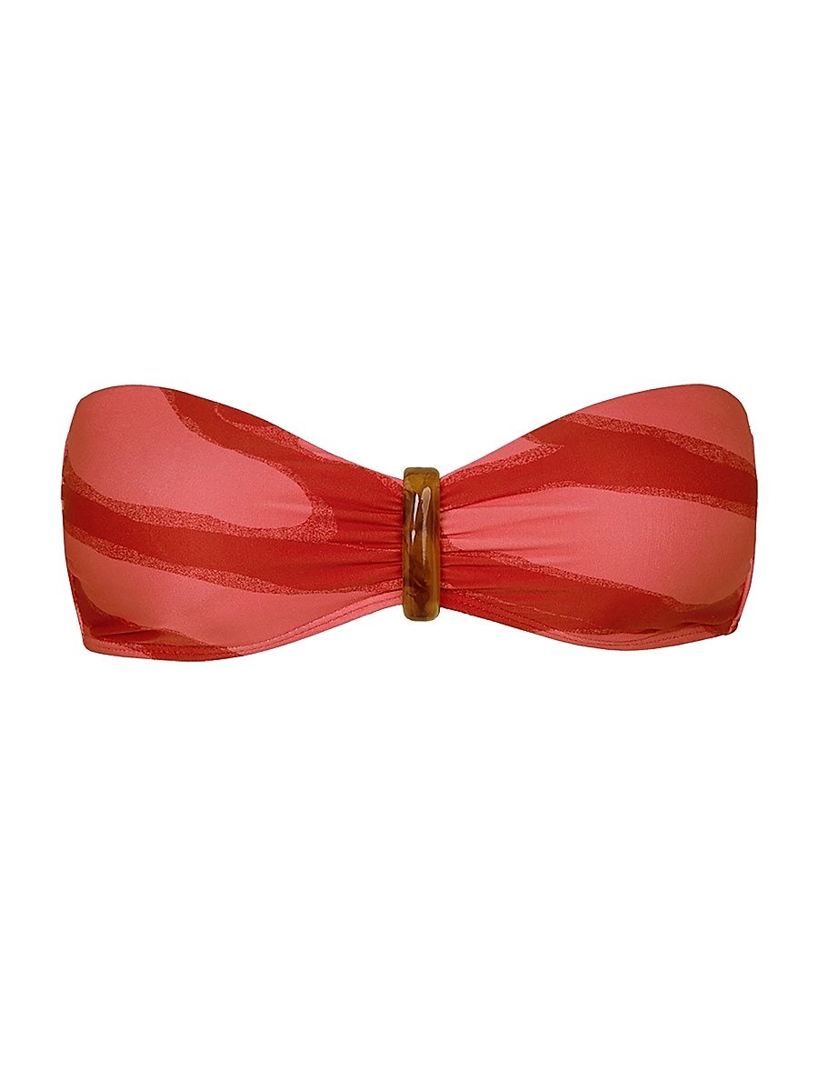 Women's Enigma Iggy Striped Bandeau Bikini Top - Size Large