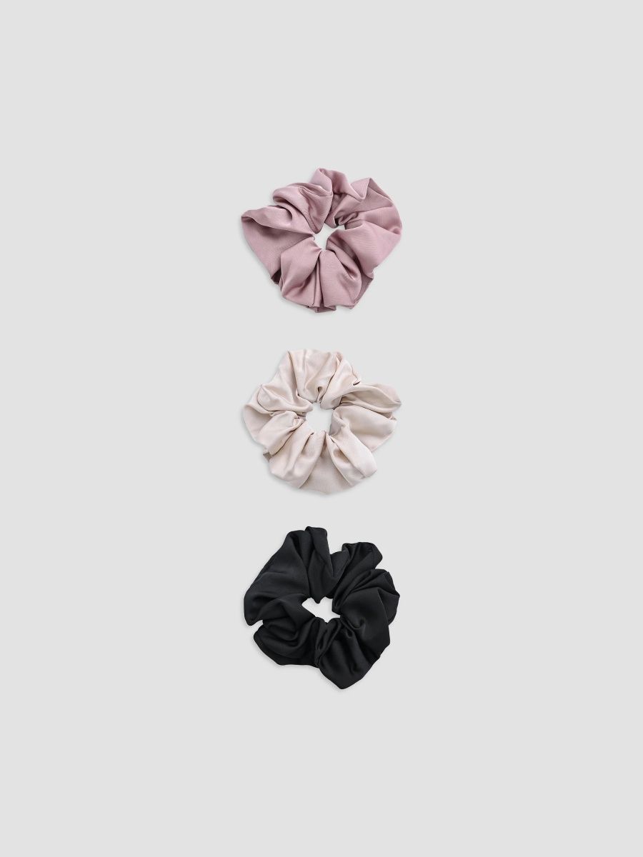 Mimi Tutu Girl's Girl's Gathered Scrunchie Set - Mauve Beige Black