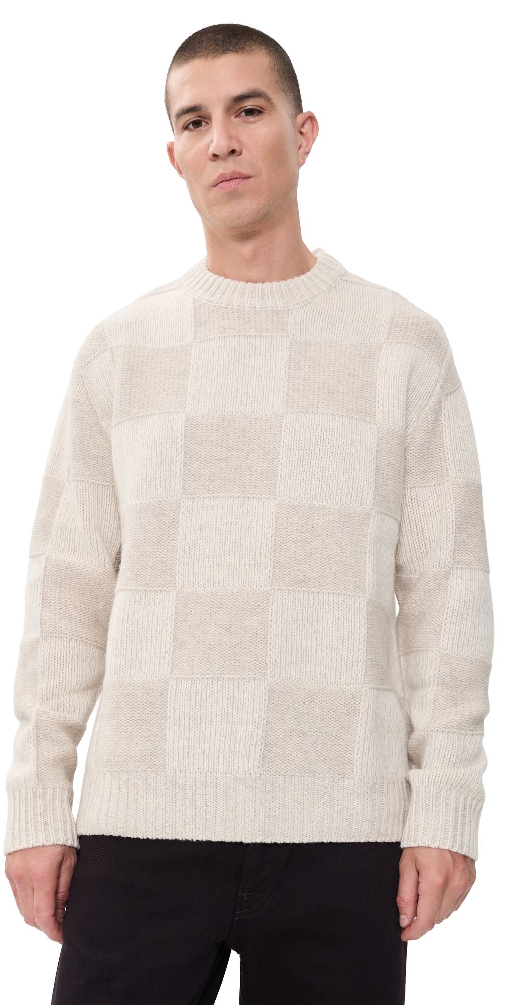 Les Deux Check Knit Sweater Eggnog White L