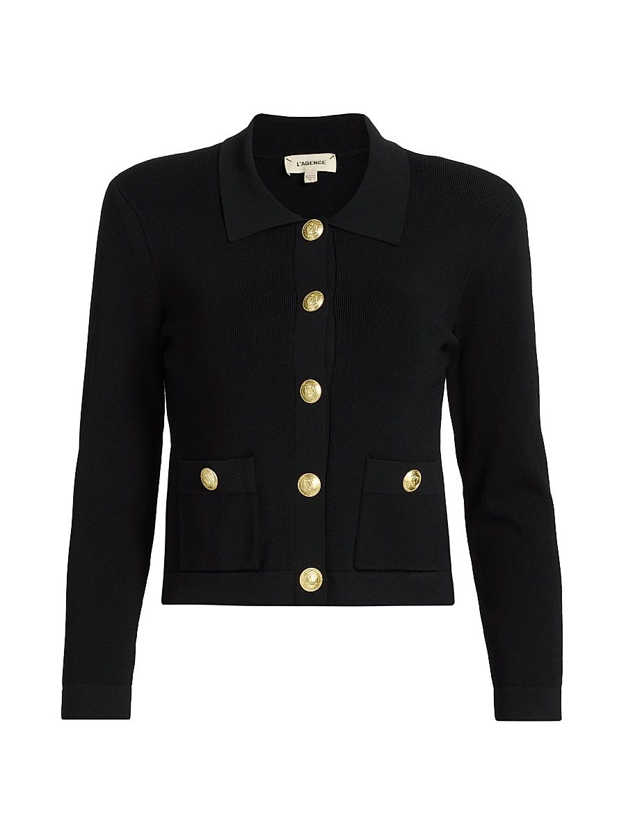 Women's Osiris Rib-Knit Cardigan - Black Gold - Size XXL