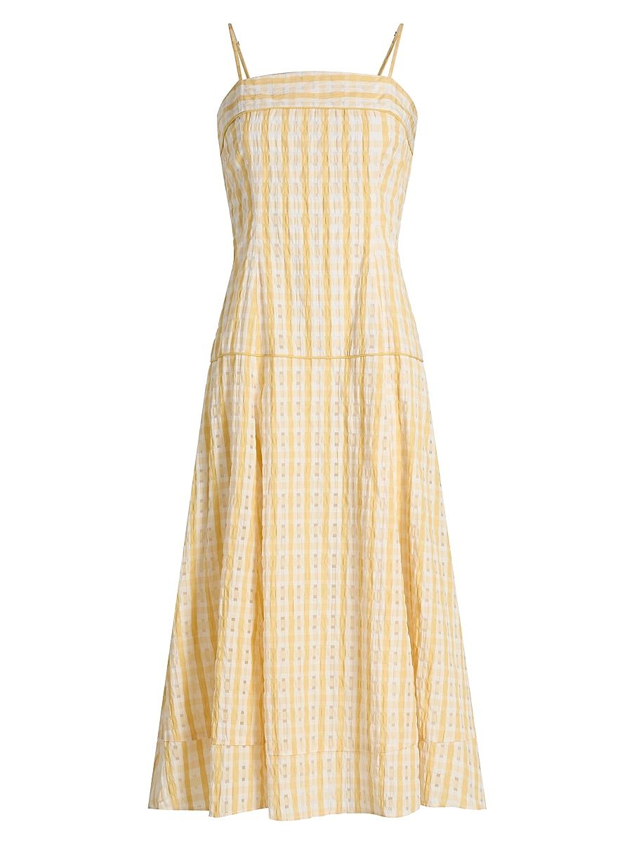 Women's Drop Me A Note Checked Seersucker Midi-Dress - Yellow - Size 8