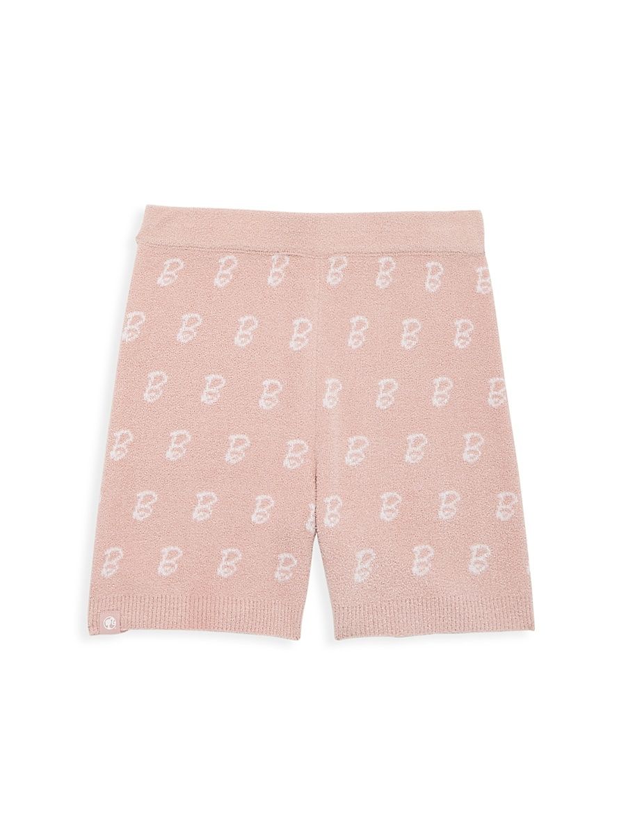 Little Girl's & Girl's Barefoot Dreams x Barbie Limited Edition Logo-Knit Biker Shorts - Dusty Rose White - Size 8