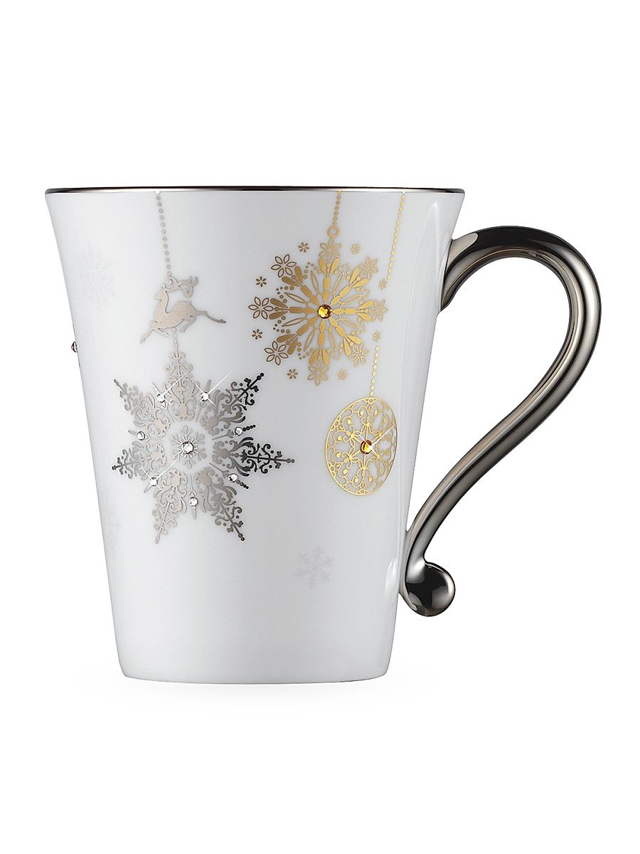 Winter Crystal Mug - White Silver Gold