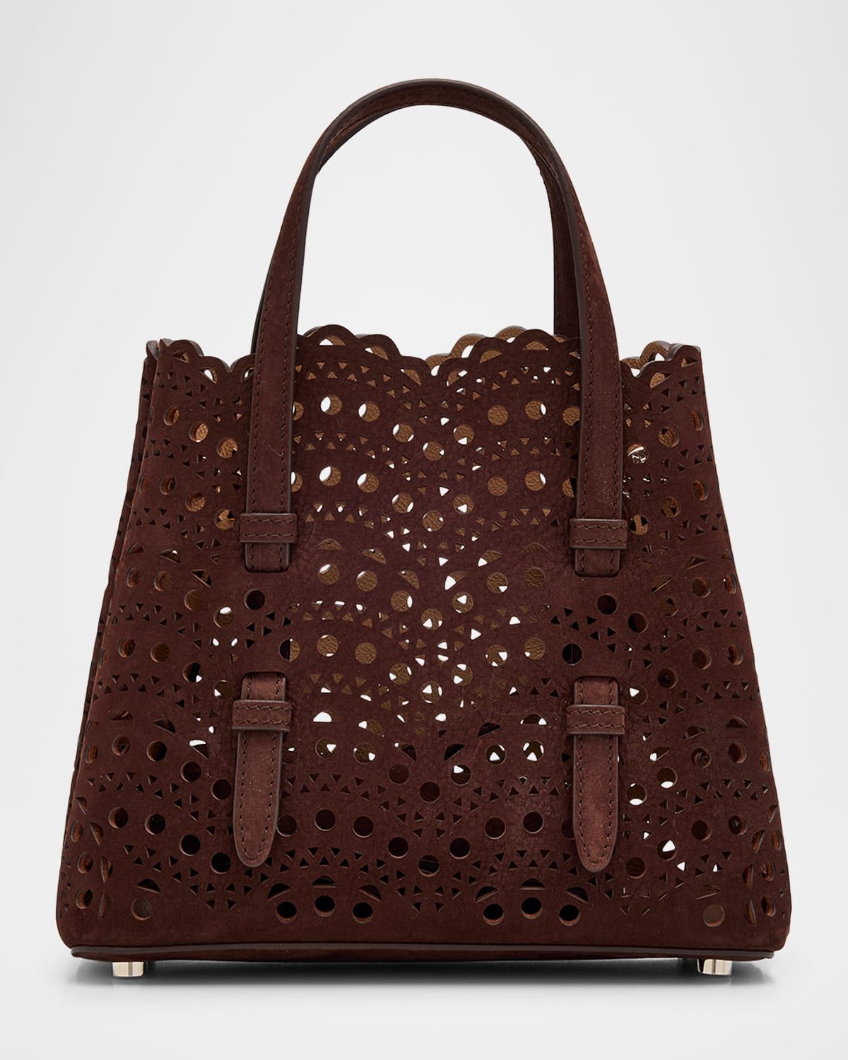 Mina 20 Top-Handle Bag in Perforated Suede