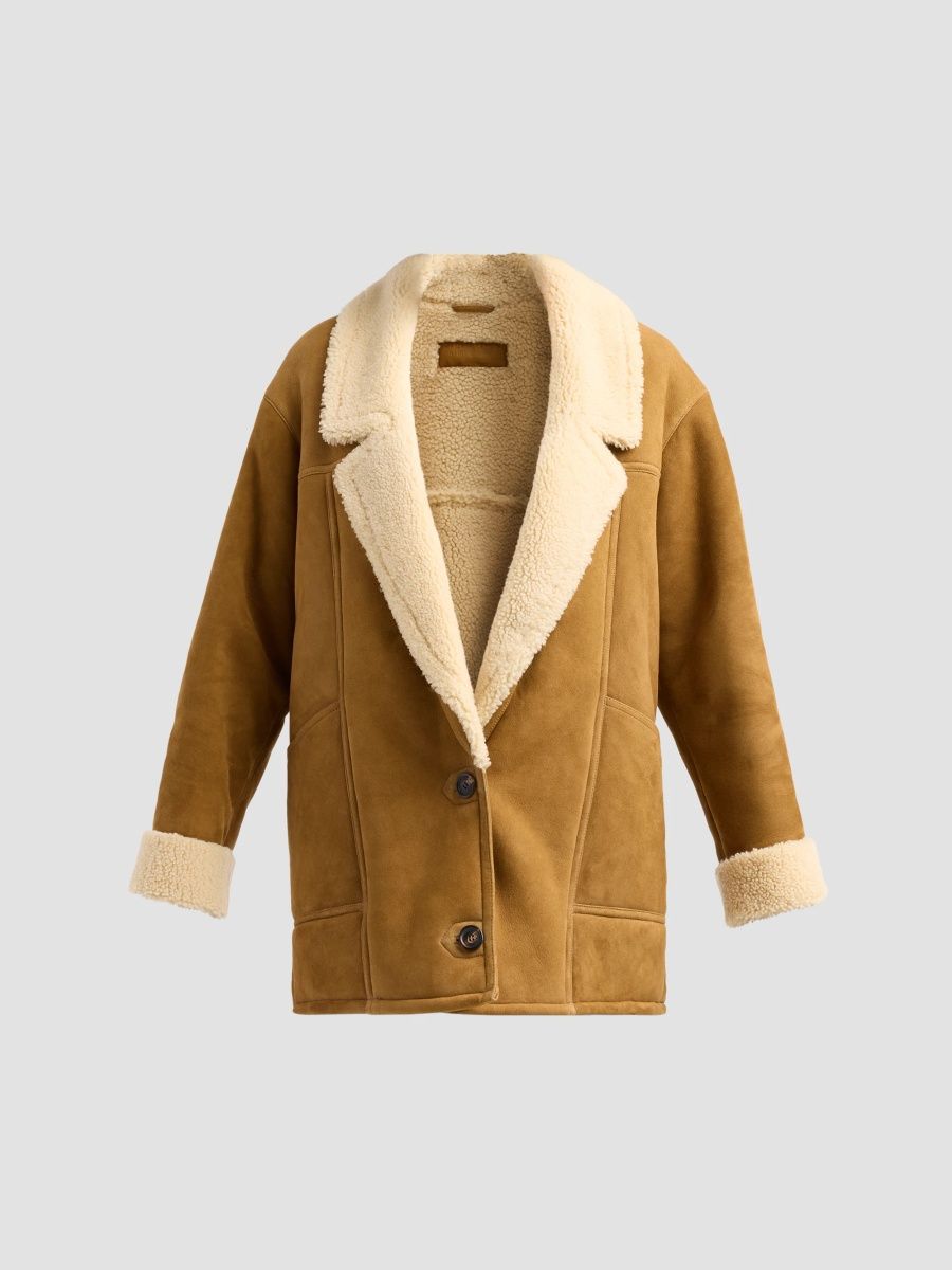 Nili Lotan Women's Noelle Shearling Coat - Honey Natural - Size XS