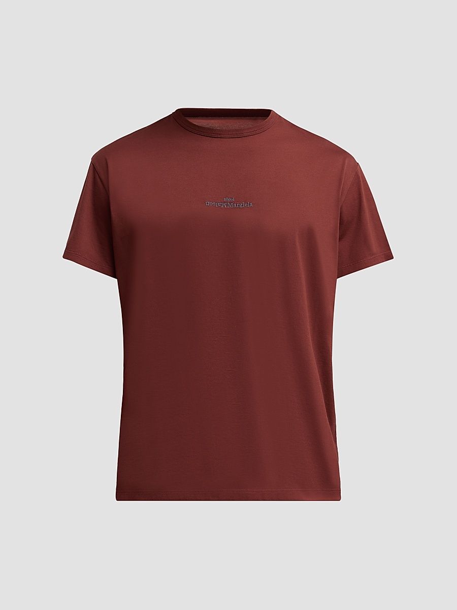 Maison Margiela Men's Logo Regular-Fit Cotton Crewneck T-Shirt - Bordeaux - Size XXL