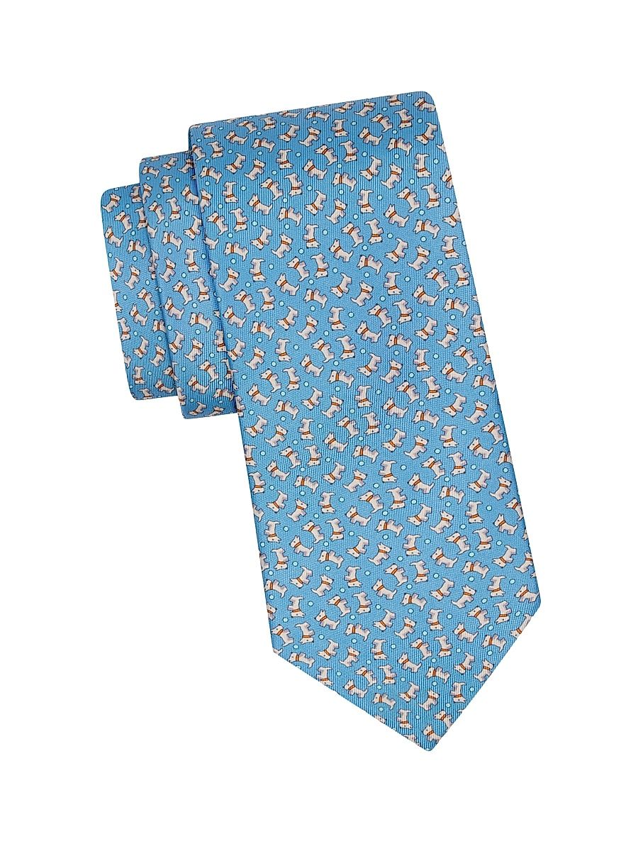 Men's Charlie-Print Silk Tie - Azzurro