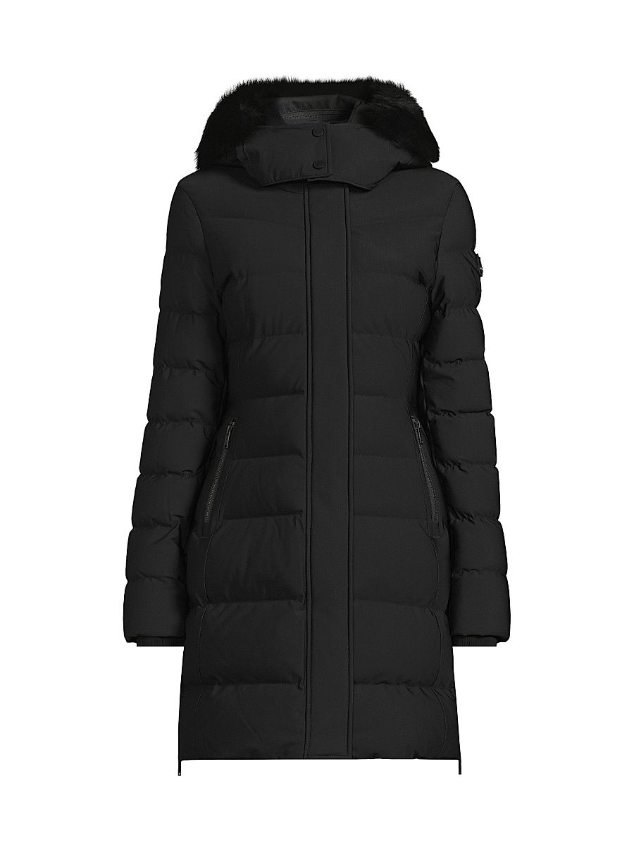 Women's Nyluxe Watershed 3 Fur-Trim Hooded Down Parka - Black - Size XL