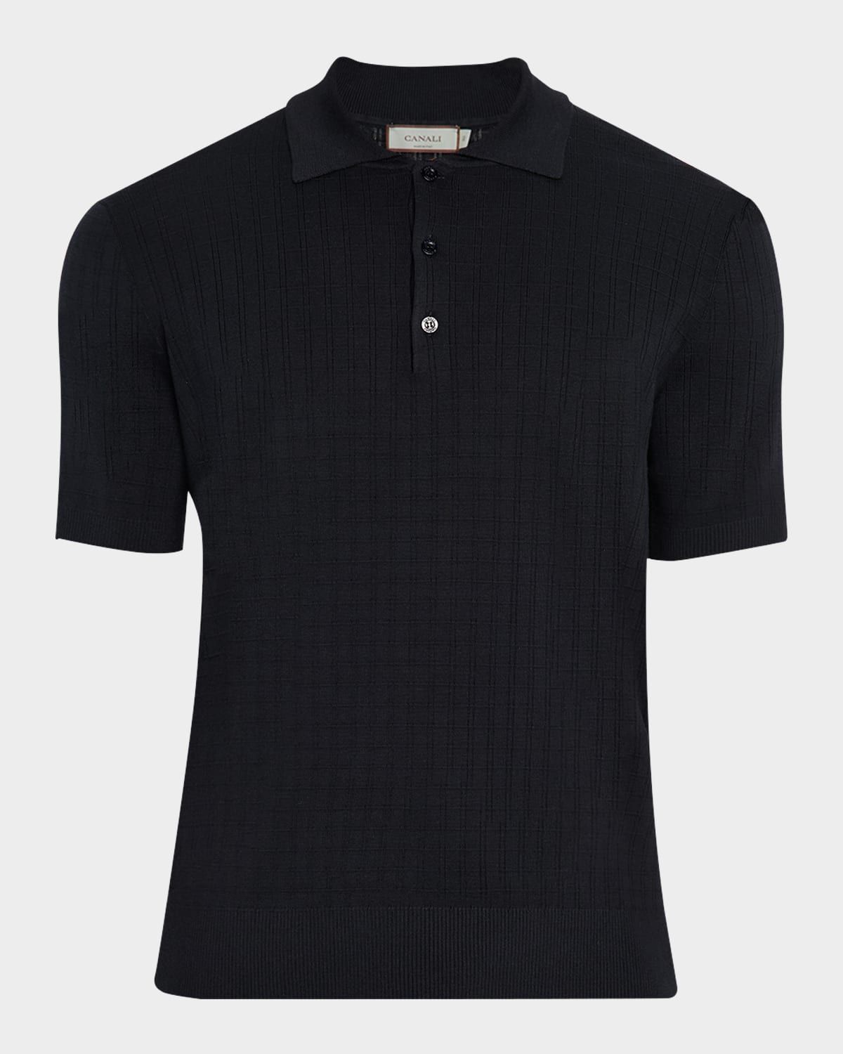 Men & apos;s Grid Jacquard Polo Sweater