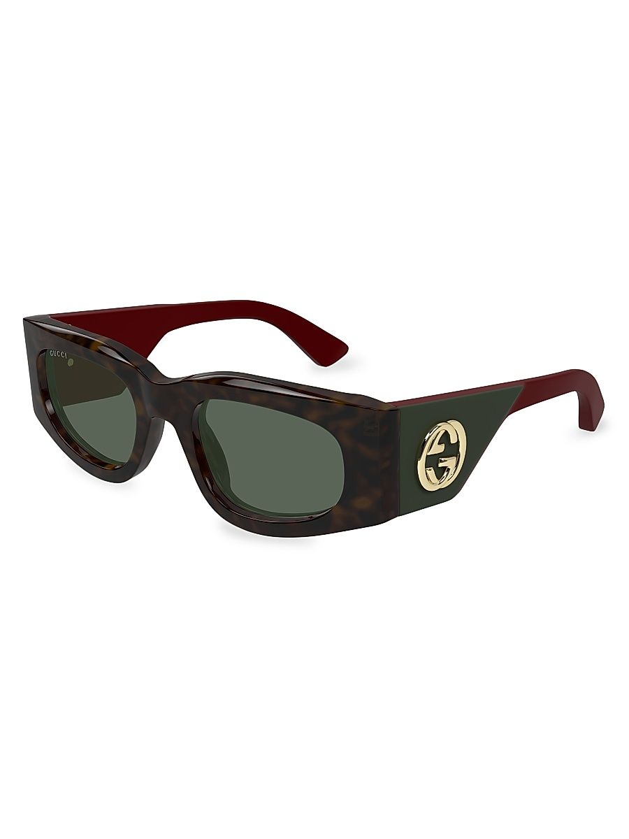 Women's Oblique 51MM Squared Sunglasses - Green Havana Multi